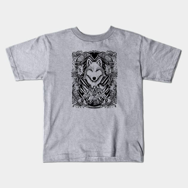 Darkness Pierce Wolf Black Color Kids T-Shirt by ulunkz